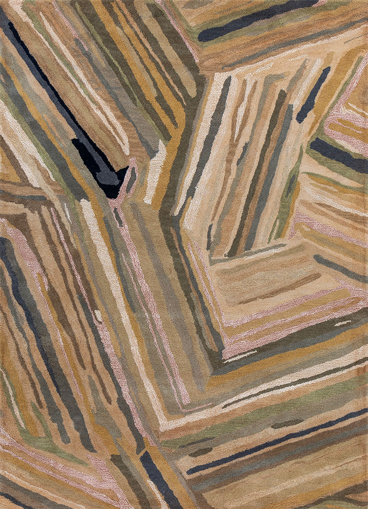 genesis beige and brown wool and viscose hand tufted Rug - HeadShot