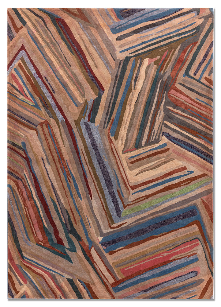 genesis red and orange wool and viscose hand tufted Rug - HeadShot