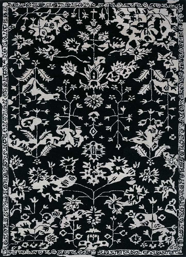 imara grey and black wool and viscose hand tufted Rug - HeadShot