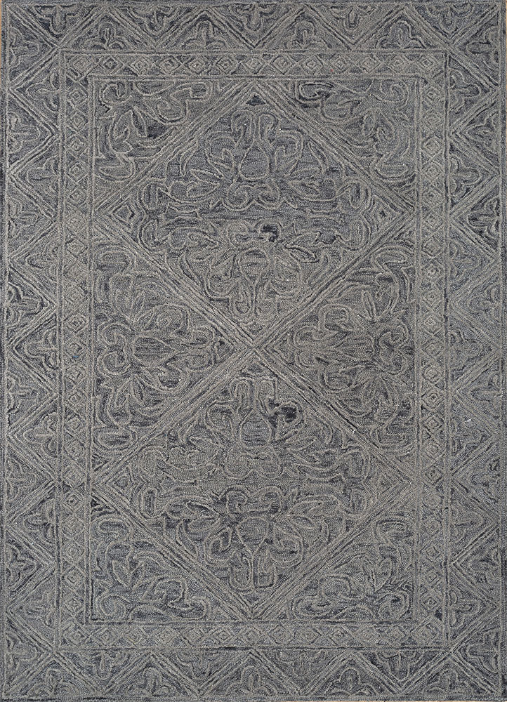 imara grey and black wool hand tufted Rug - HeadShot