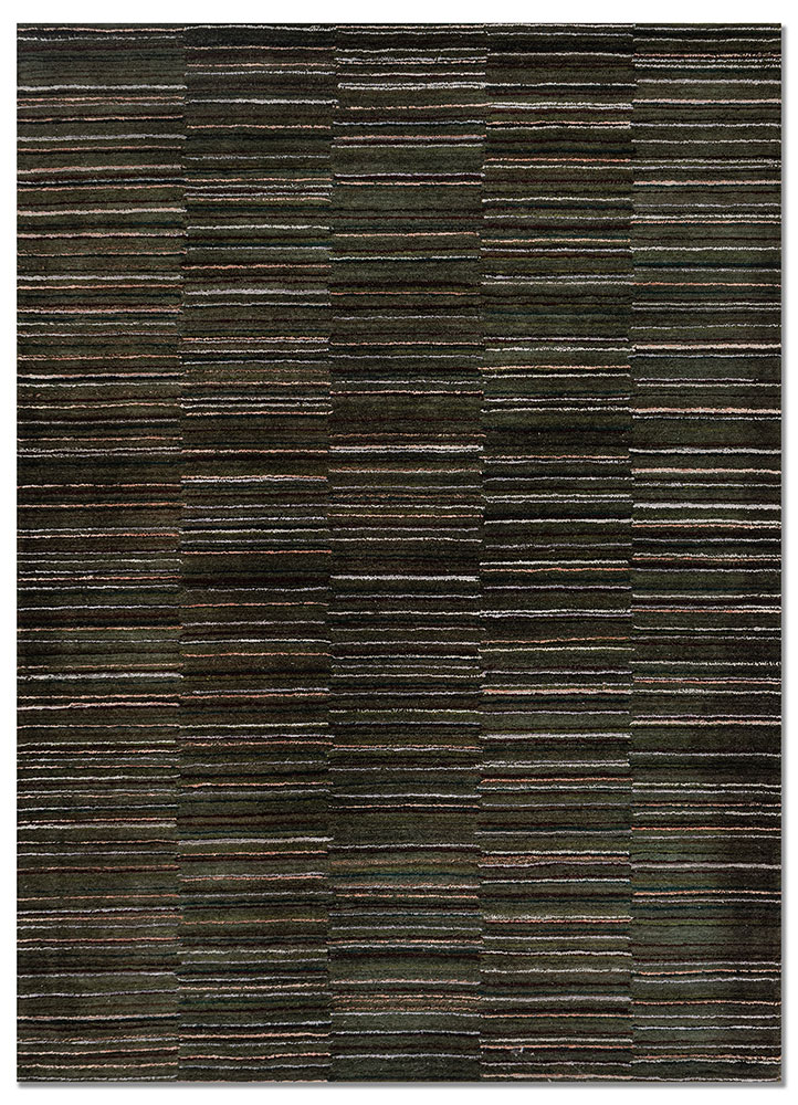 linear blue wool and viscose hand tufted Rug - HeadShot
