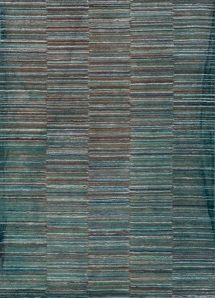 linear grey and black wool and viscose hand tufted Rug - HeadShot