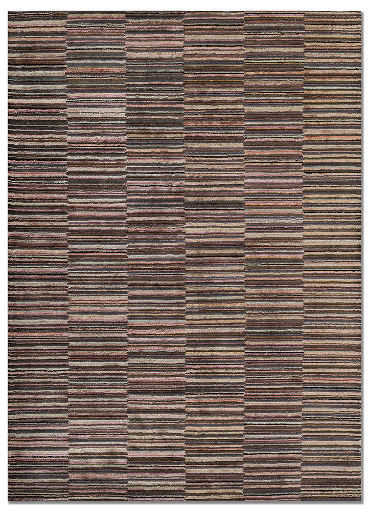 linear pink and purple wool and viscose hand tufted Rug - HeadShot