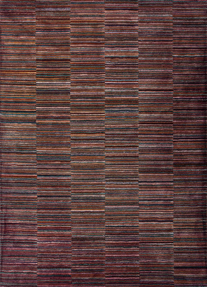 linear pink and purple wool and viscose hand tufted Rug - HeadShot