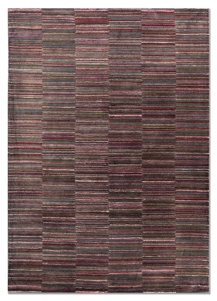 linear grey and black wool and viscose hand tufted Rug - HeadShot