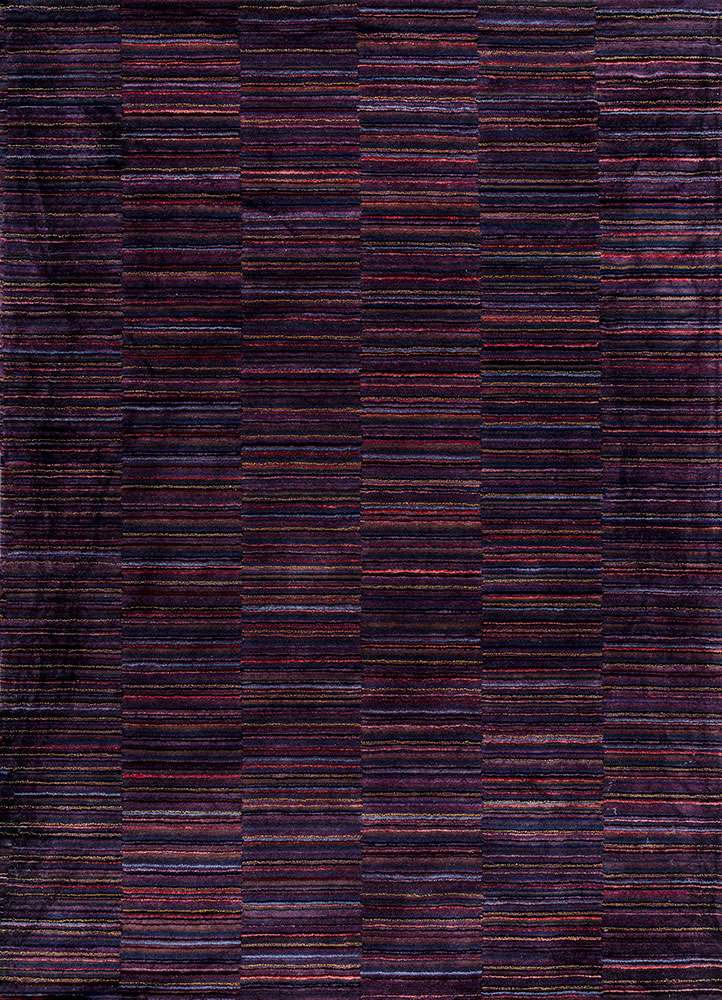 linear pink and purple wool and viscose hand tufted Rug - HeadShot