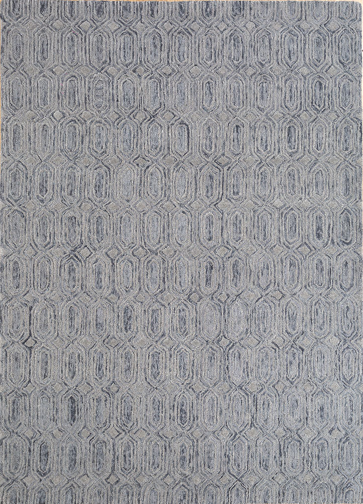 contour grey and black wool hand tufted Rug - HeadShot