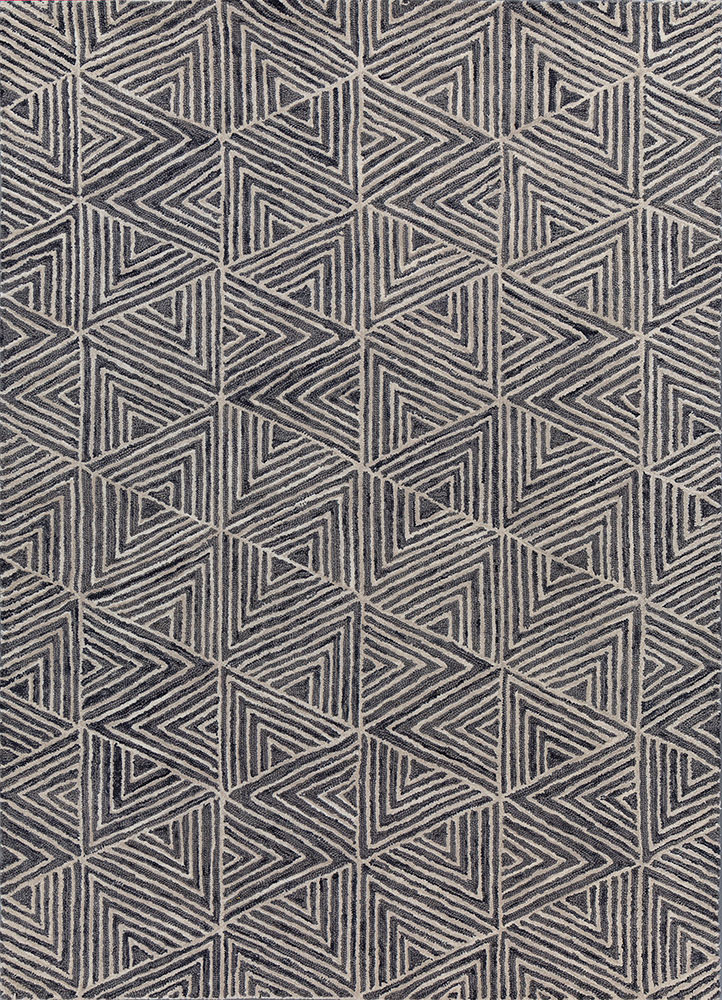 pathways grey and black wool hand tufted Rug - HeadShot