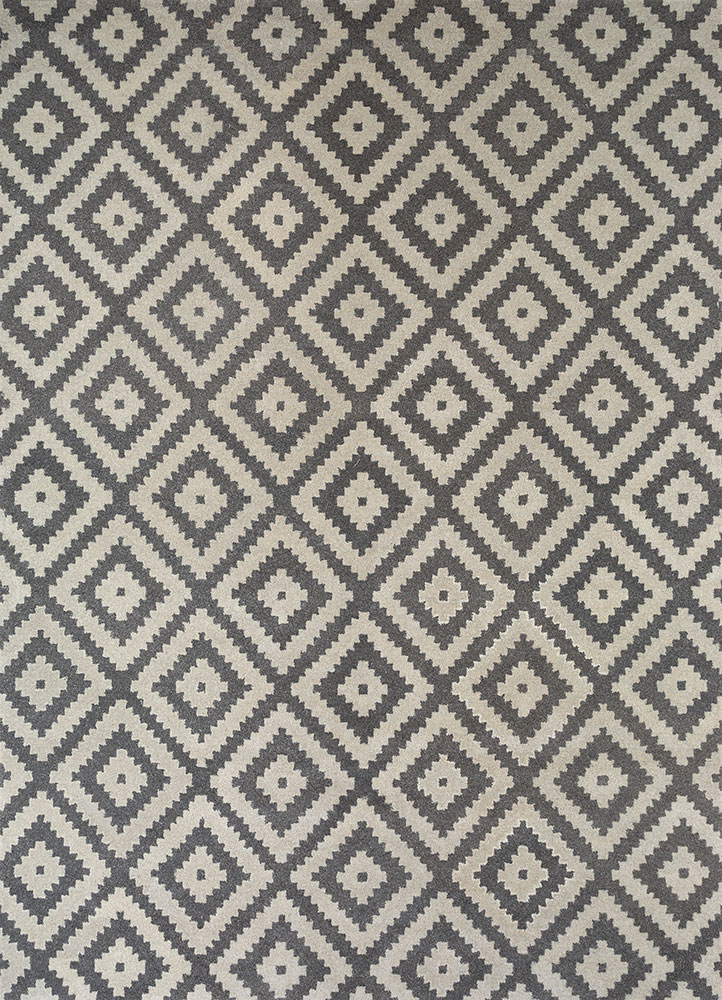 contour grey and black wool and viscose hand tufted Rug - HeadShot