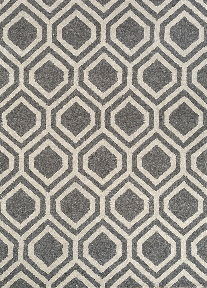 contour grey and black wool and viscose hand tufted Rug - HeadShot