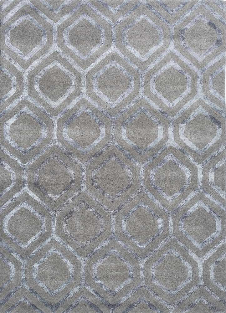 contour grey and black wool and viscose hand tufted Rug - HeadShot