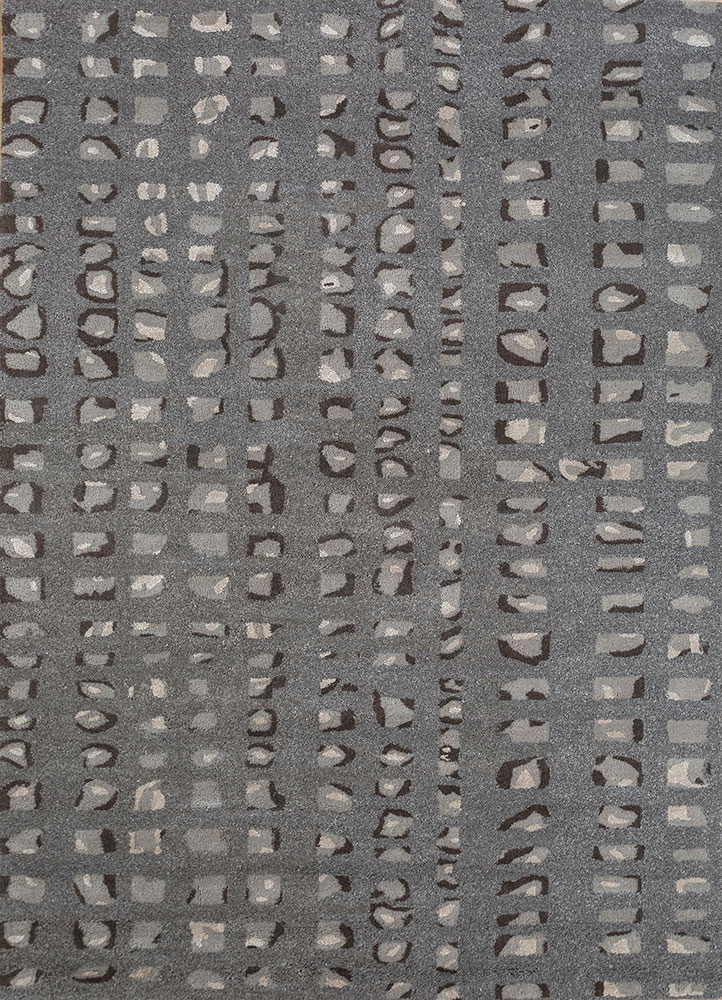 genesis grey and black wool and viscose hand tufted Rug - HeadShot