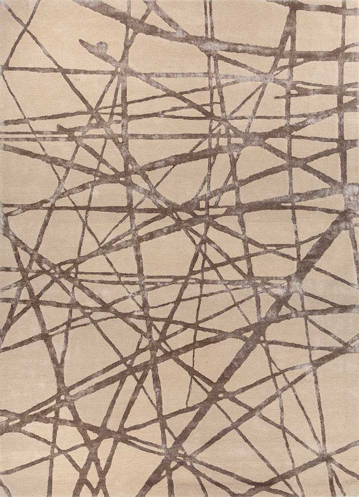 contour beige and brown wool and viscose hand tufted Rug - HeadShot