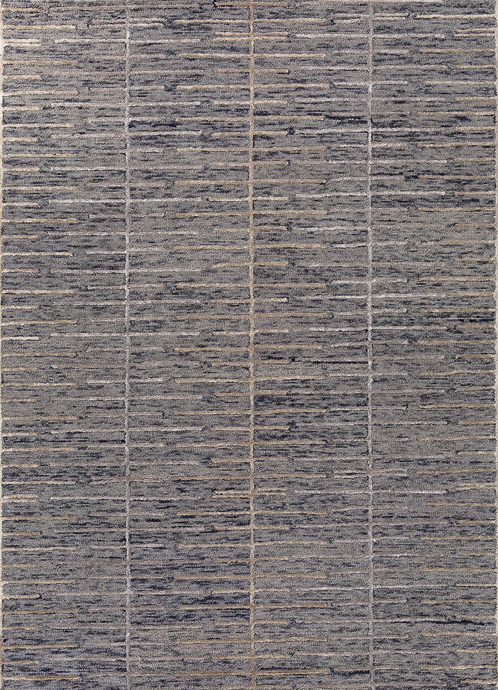 pathways grey and black wool and viscose hand tufted Rug - HeadShot
