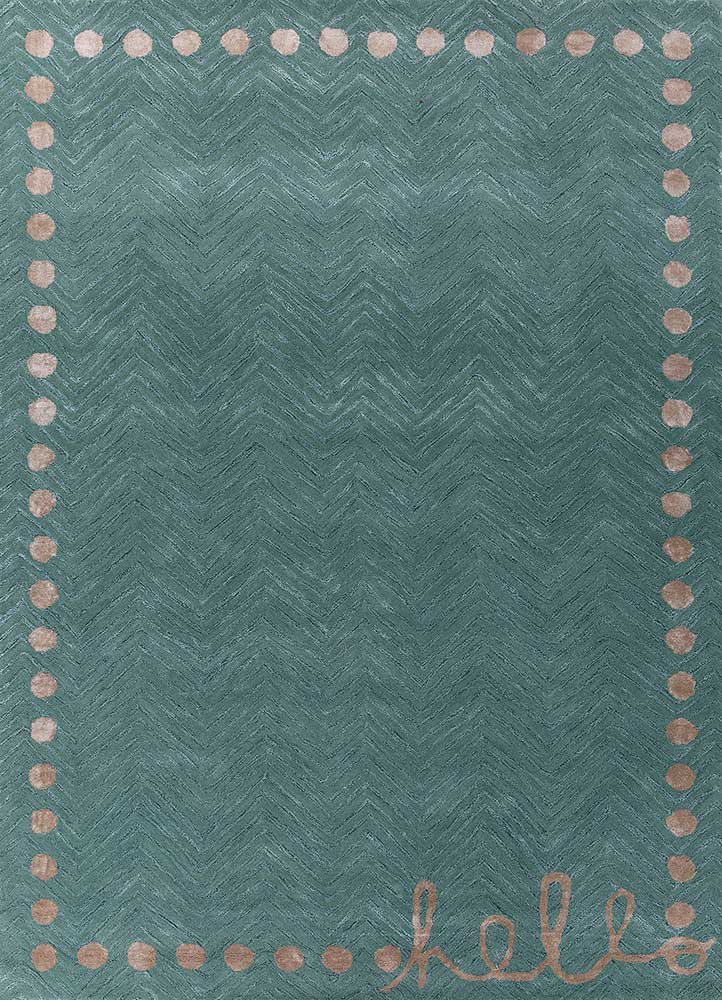 confetti green wool and viscose hand tufted Rug - HeadShot