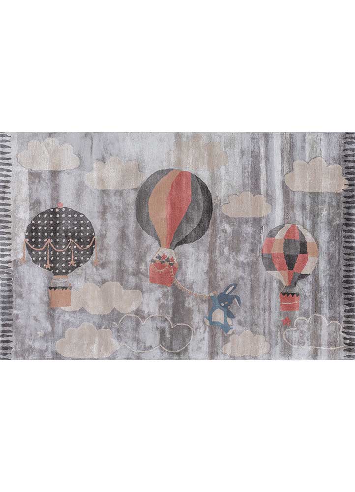 confetti grey and black wool and viscose hand tufted Rug - HeadShot