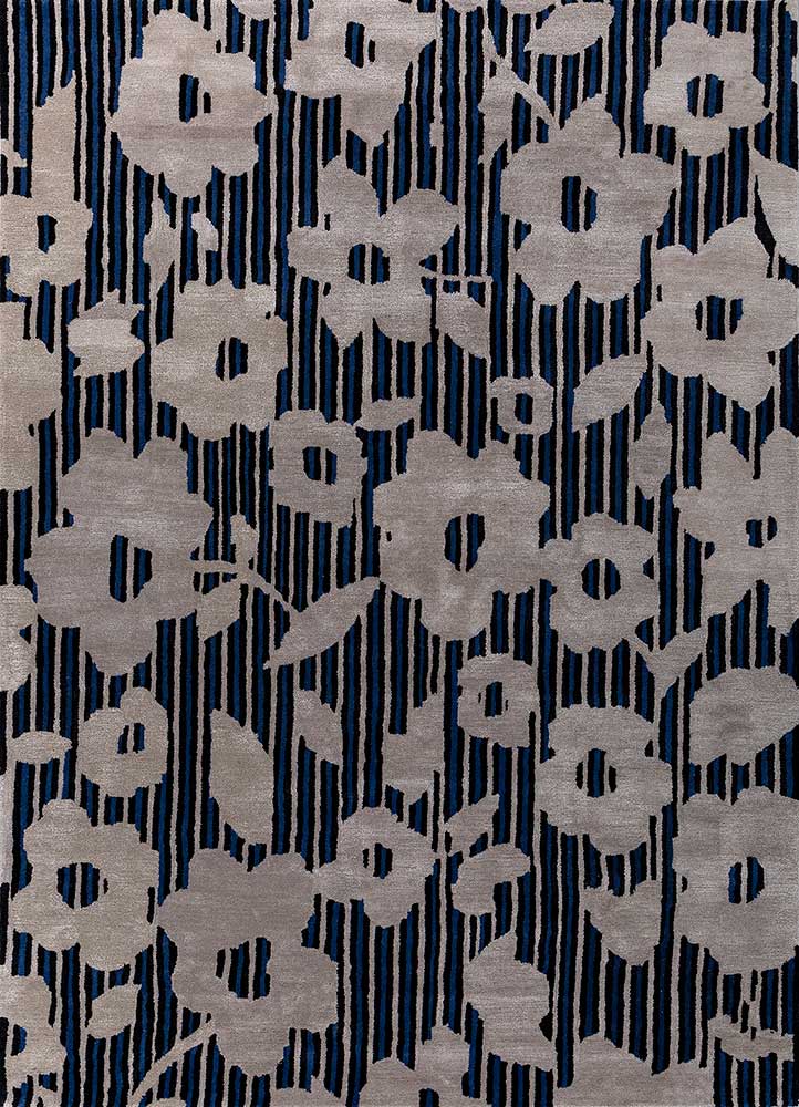 hacienda grey and black wool and viscose hand tufted Rug - HeadShot