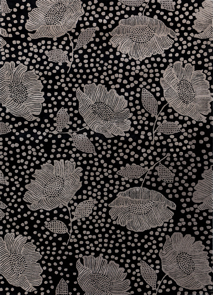 hacienda grey and black wool and viscose hand tufted Rug - HeadShot