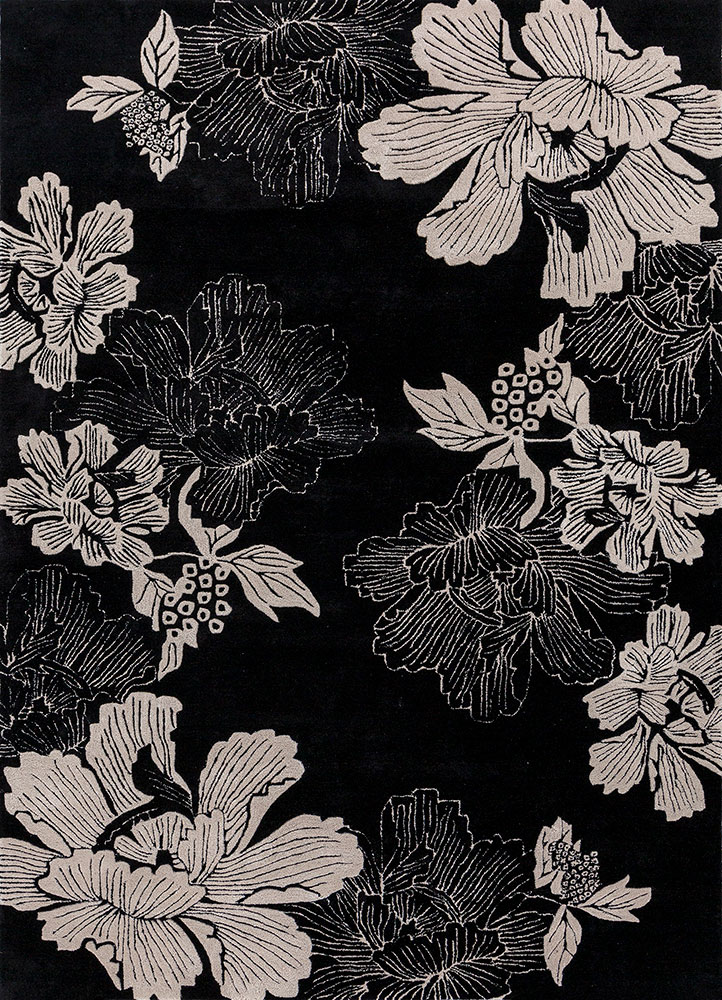 hacienda grey and black wool and viscose hand tufted Rug - HeadShot