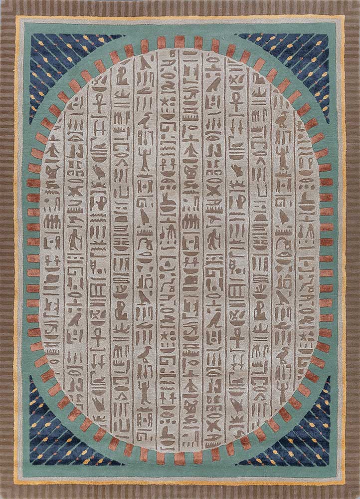 linear ivory wool and viscose hand tufted Rug - HeadShot