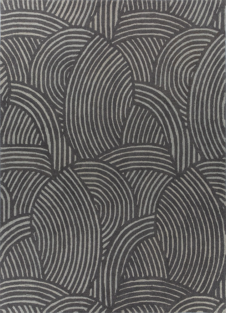 pathways grey and black wool and viscose hand tufted Rug - HeadShot