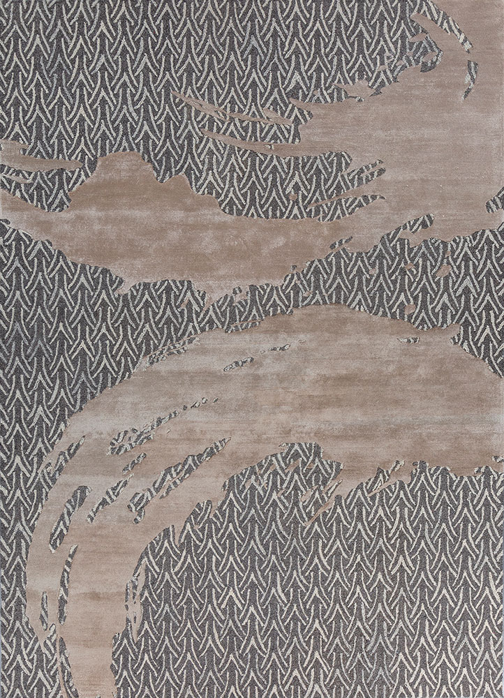 pathways beige and brown wool and viscose hand tufted Rug - HeadShot