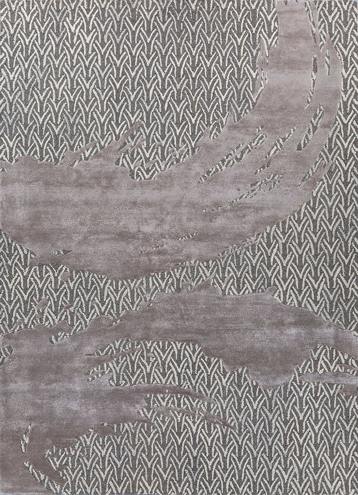 pathways grey and black wool and viscose hand tufted Rug - HeadShot