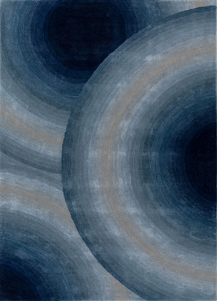 chroma blue wool and viscose hand tufted Rug - HeadShot