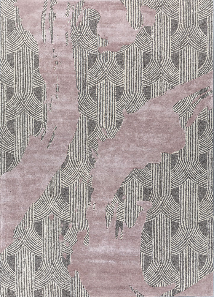 pathways grey and black wool and viscose hand tufted Rug - HeadShot