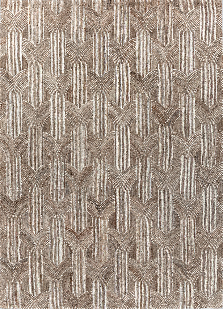 pathways beige and brown wool and viscose hand tufted Rug - HeadShot