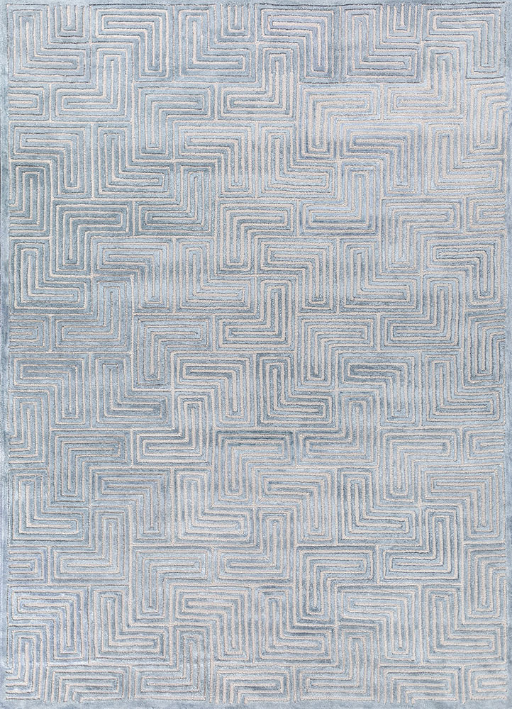 cera blue wool and viscose hand tufted Rug - HeadShot