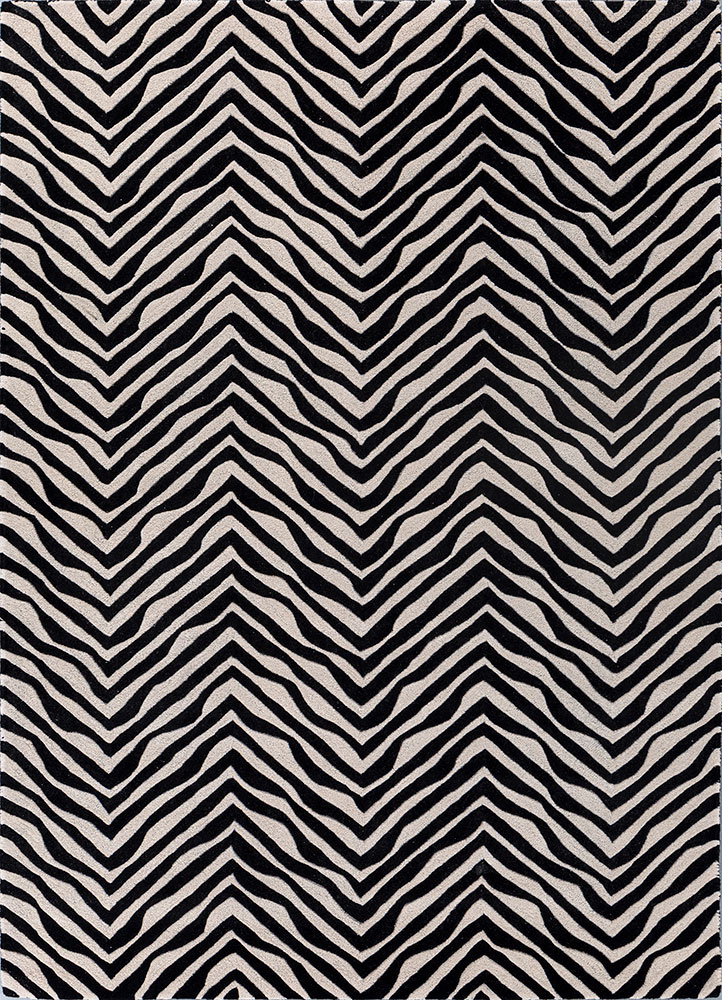 adrift grey and black wool hand tufted Rug - HeadShot
