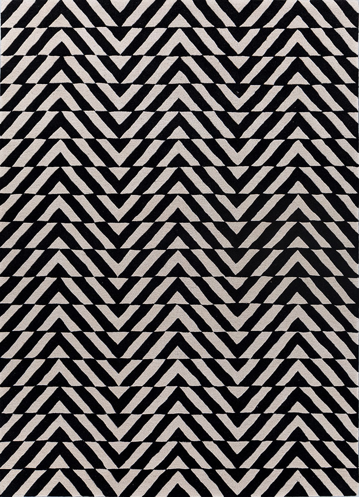 adrift grey and black wool hand tufted Rug - HeadShot