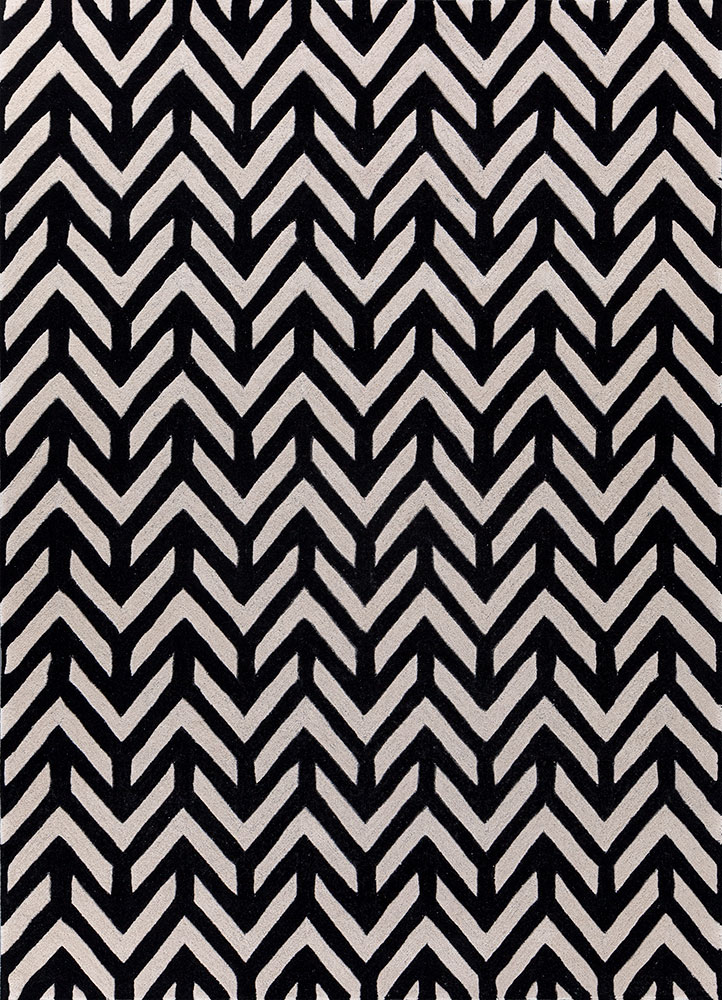 adrift grey and black wool hand tufted Rug - HeadShot