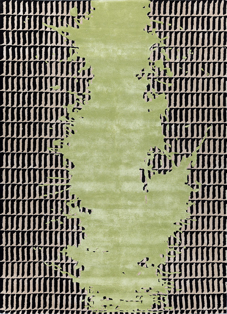 adrift green wool and viscose hand tufted Rug - HeadShot