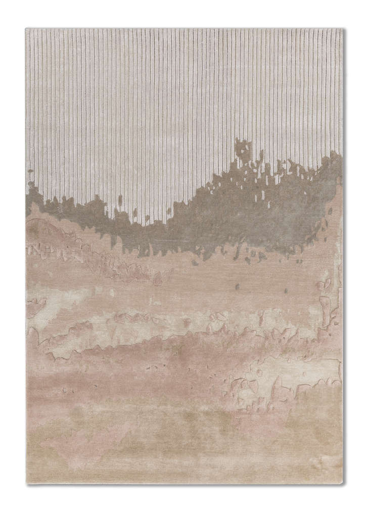 white noise ivory wool and viscose hand tufted Rug - HeadShot