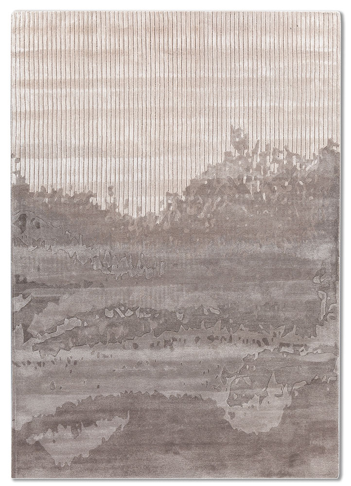 white noise ivory wool and viscose hand tufted Rug - HeadShot