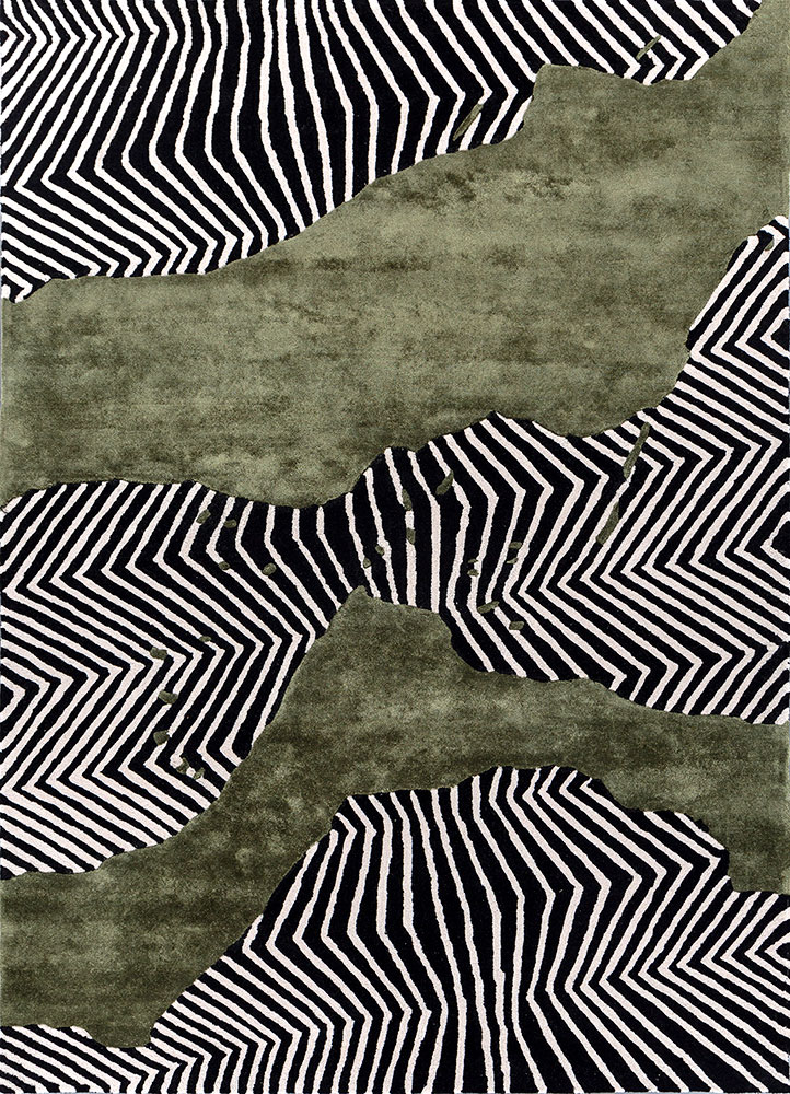 adrift grey and black wool and viscose hand tufted Rug - HeadShot