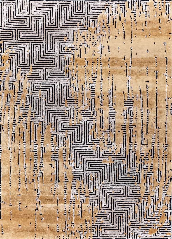 adrift gold wool and viscose hand tufted Rug - HeadShot