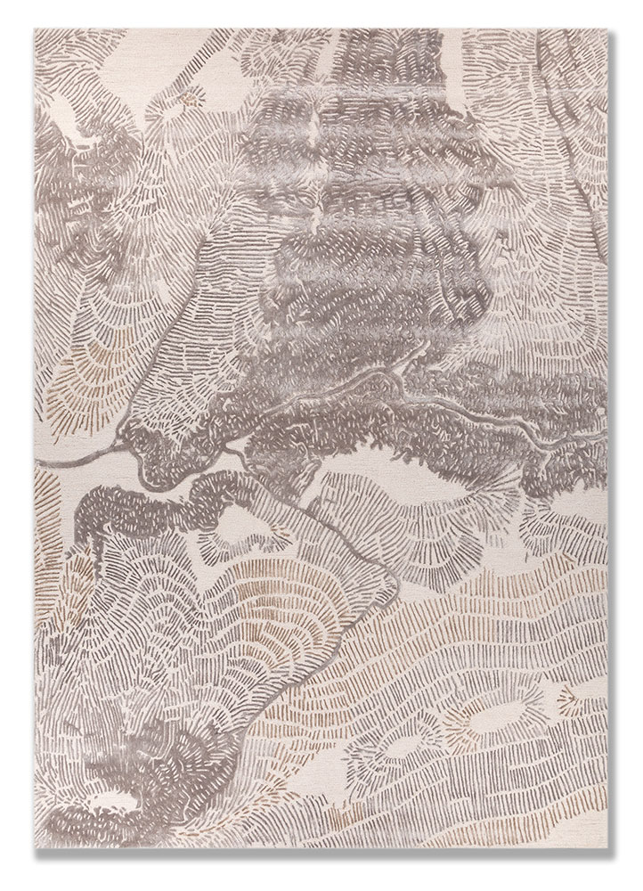 white noise ivory wool and viscose hand tufted Rug - HeadShot