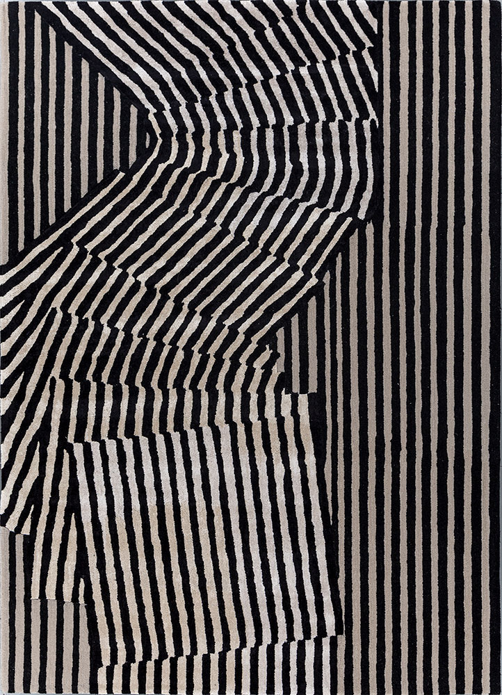 adrift grey and black wool and viscose hand tufted Rug - HeadShot