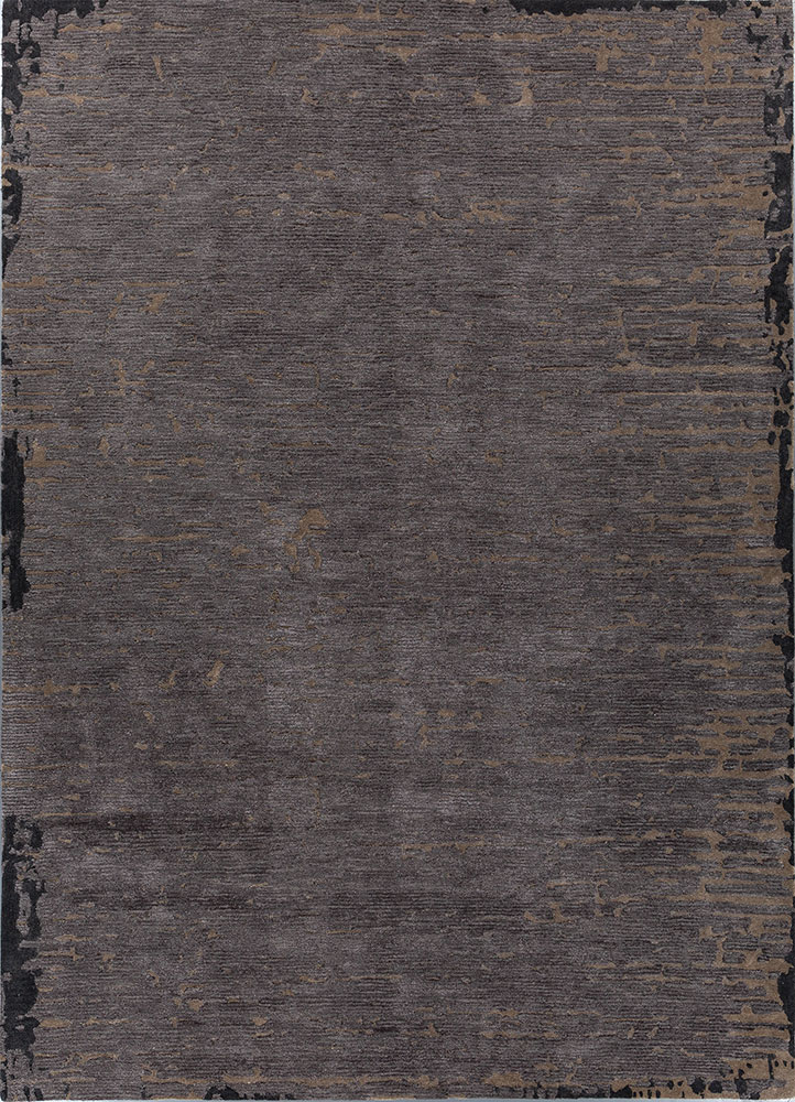 white noise grey and black wool and viscose hand tufted Rug - HeadShot