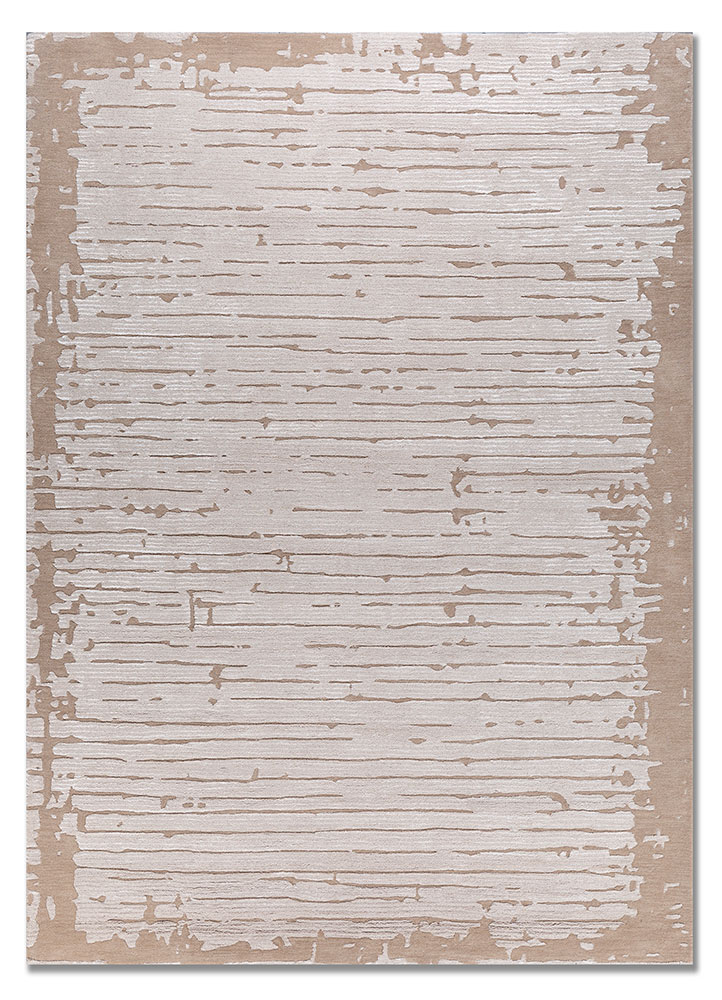 white noise ivory wool and viscose hand tufted Rug - HeadShot