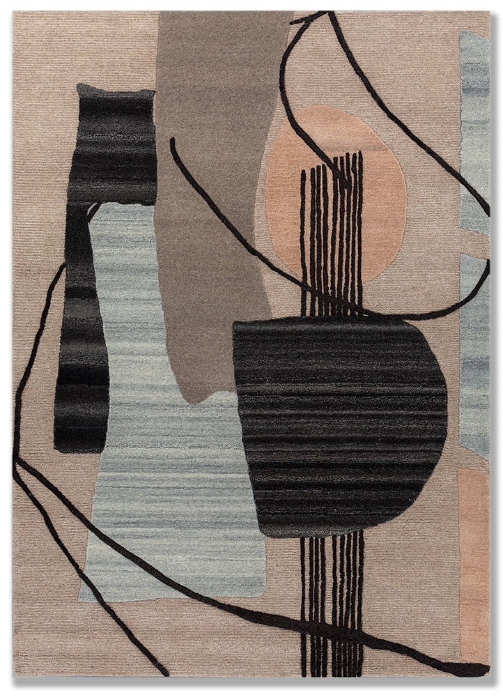 modo beige and brown wool and viscose hand tufted Rug - HeadShot