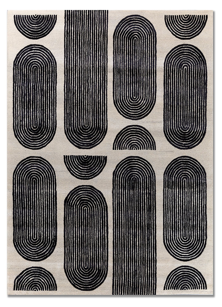 caliedo grey and black wool and viscose hand tufted Rug - HeadShot