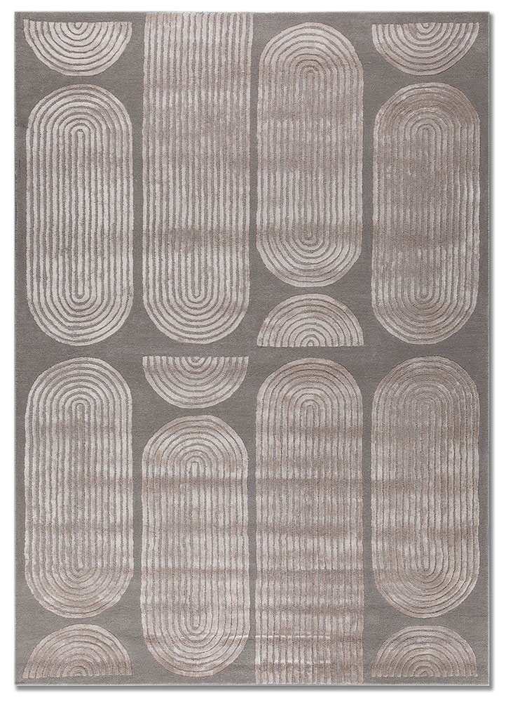 caliedo grey and black wool and viscose hand tufted Rug - HeadShot