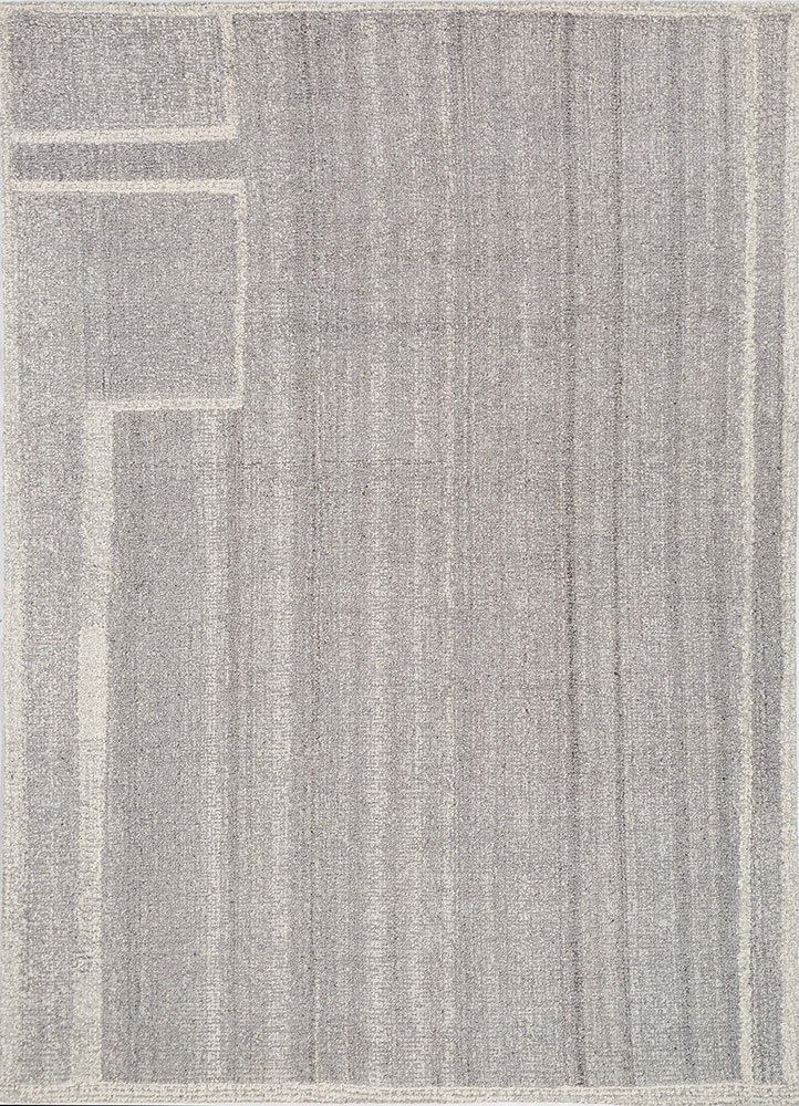 pathways grey and black wool hand tufted Rug - HeadShot