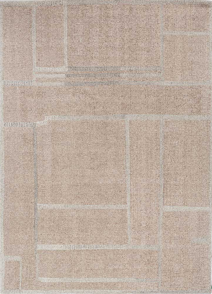 pathways beige and brown wool hand tufted Rug - HeadShot