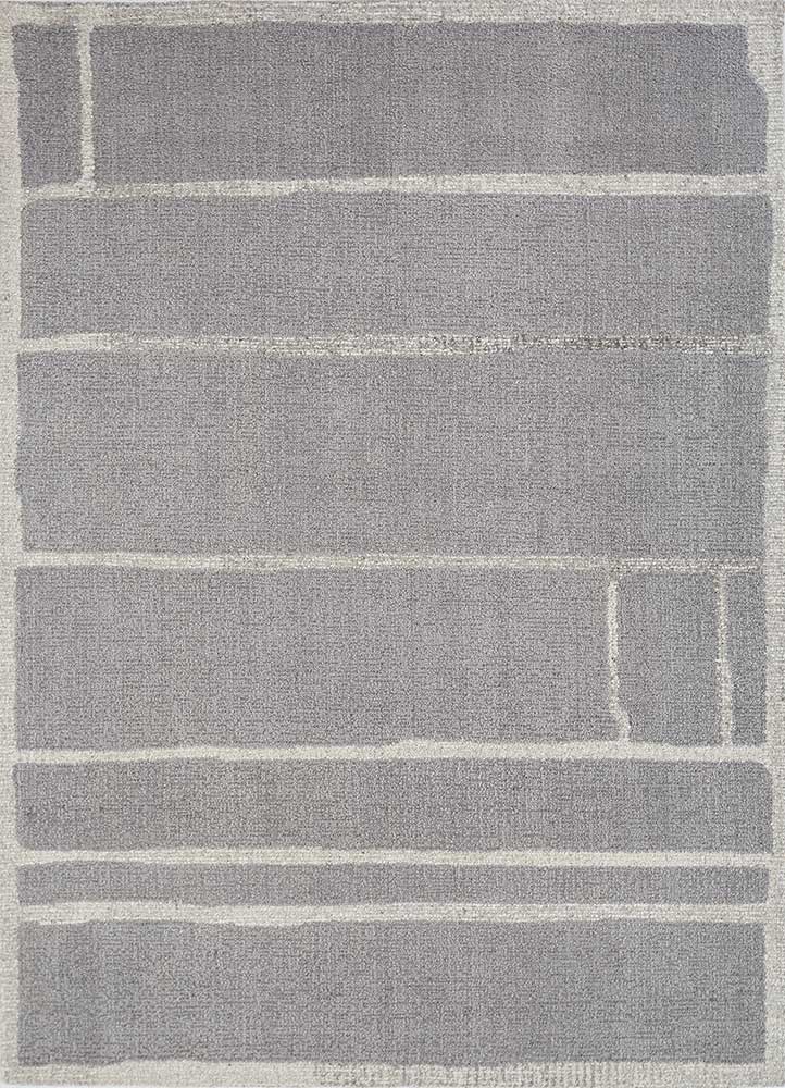 pathways grey and black wool hand tufted Rug - HeadShot