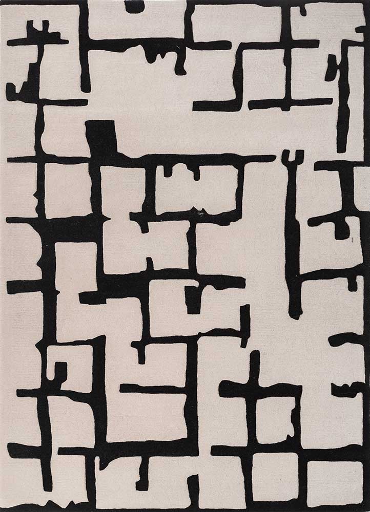 zig zag ivory wool hand tufted Rug - HeadShot